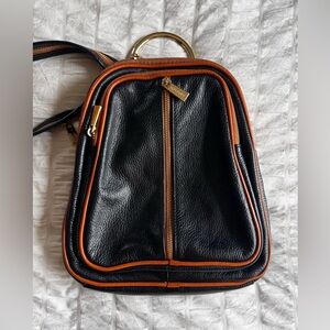 VALENTINA black BACKPACK SLING BAG. Made in italy. Genuine pebbled leather purse